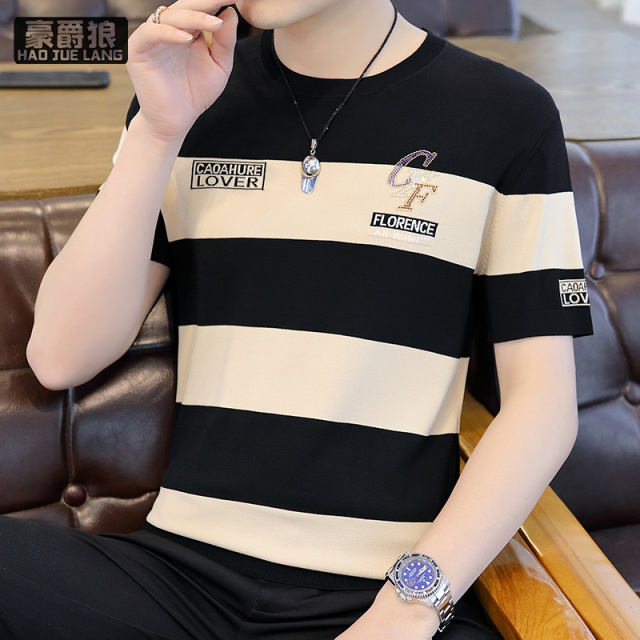 13326717.新款男装冰丝短袖t恤男夏季速干半袖潮流舒适体恤休闲上衣服