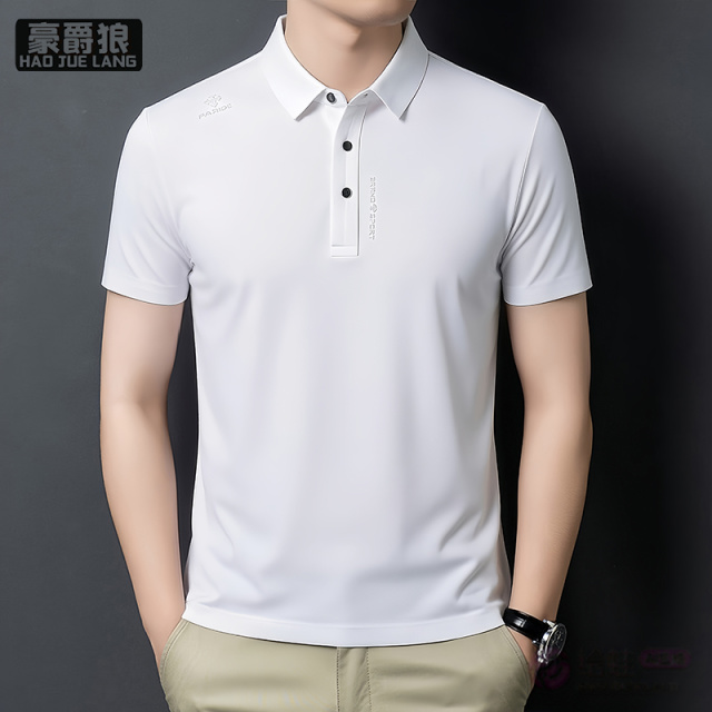13326778.冰丝短袖polo衫无痕翻领休闲t恤舒适新款凉爽百搭男士上衣