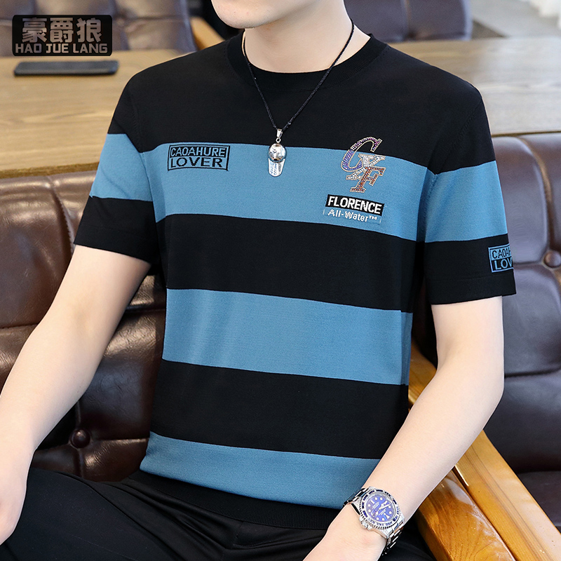 13326717.新款男装冰丝短袖t恤男夏季速干半袖潮流舒适体恤休闲上衣服