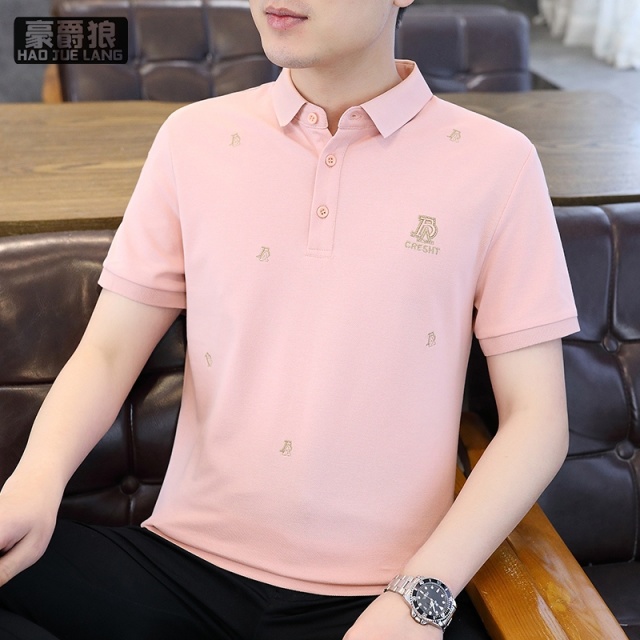 13328195.刺绣短袖polo衫男珠地棉夏季修身舒适新款翻领半袖T恤潮流上衣服