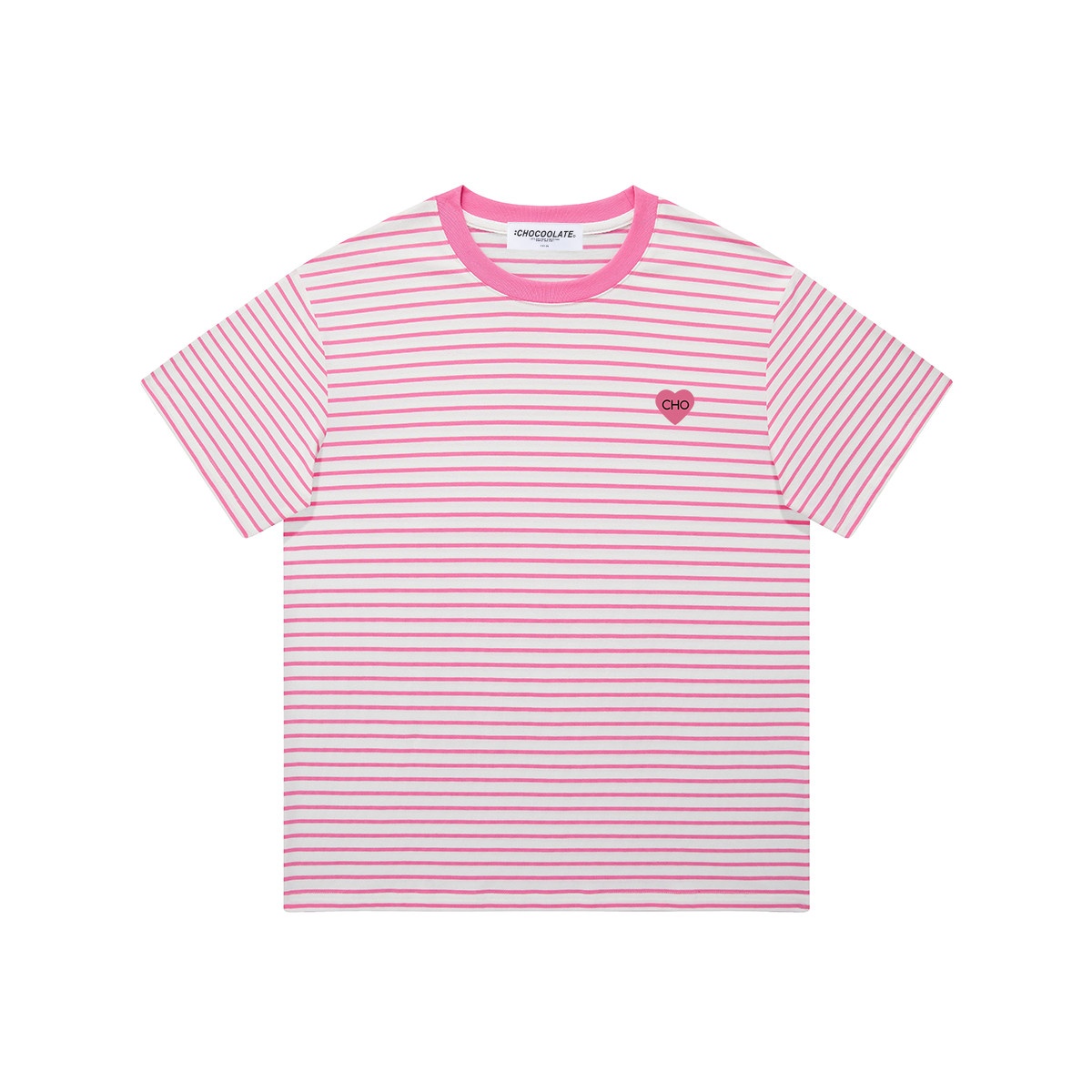 13714857.CHOCOOLATE夏季轻薄多巴胺条纹撞色短袖T恤宽松女上衣