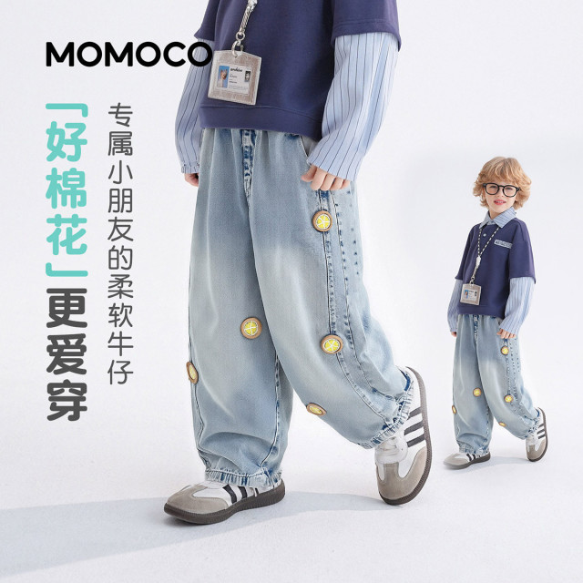 13331416.男童时尚牛仔裤2026春季新品中大童卡通刺绣童趣潮酷休闲长裤78180350001