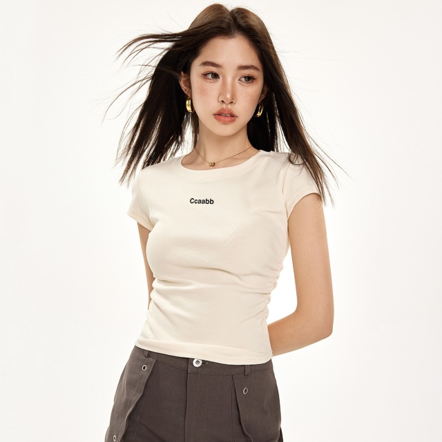 13714821.it ccaabb女装英伦风T恤女夏季款修身收腰短款上衣短袖