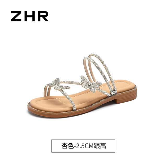 13340027.【ZHR则则】平底凉鞋露趾套脚平底女鞋[织物]