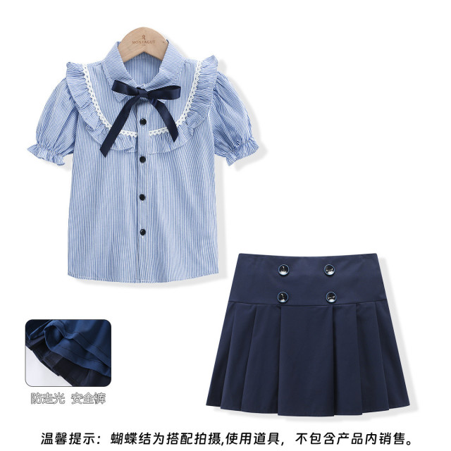 13336617.【英伦学院风短裙套装】条纹衬衫儿童班服毕业服小学生表演服园服