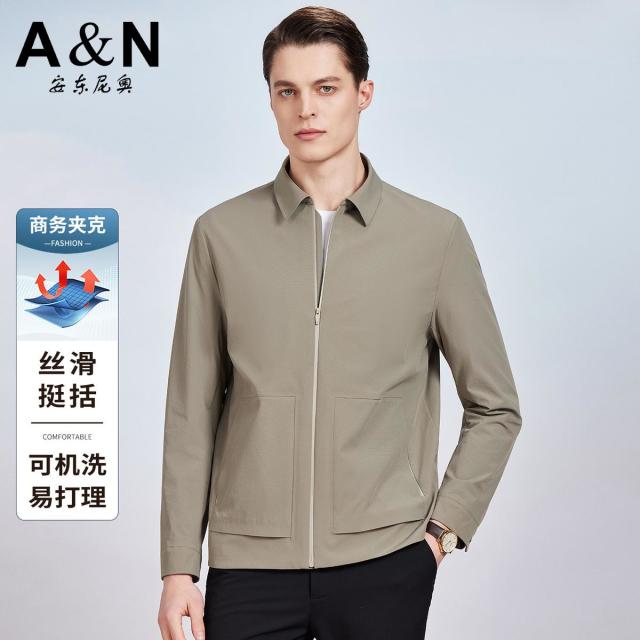 13336046.【高端行政夹克】春季男式商务休闲夹克可机洗易打理翻领上衣外套