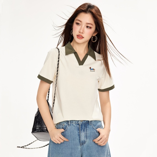 13714688.CHOCOOLATE翻领polo衫春夏季学院风减龄短袖t恤女