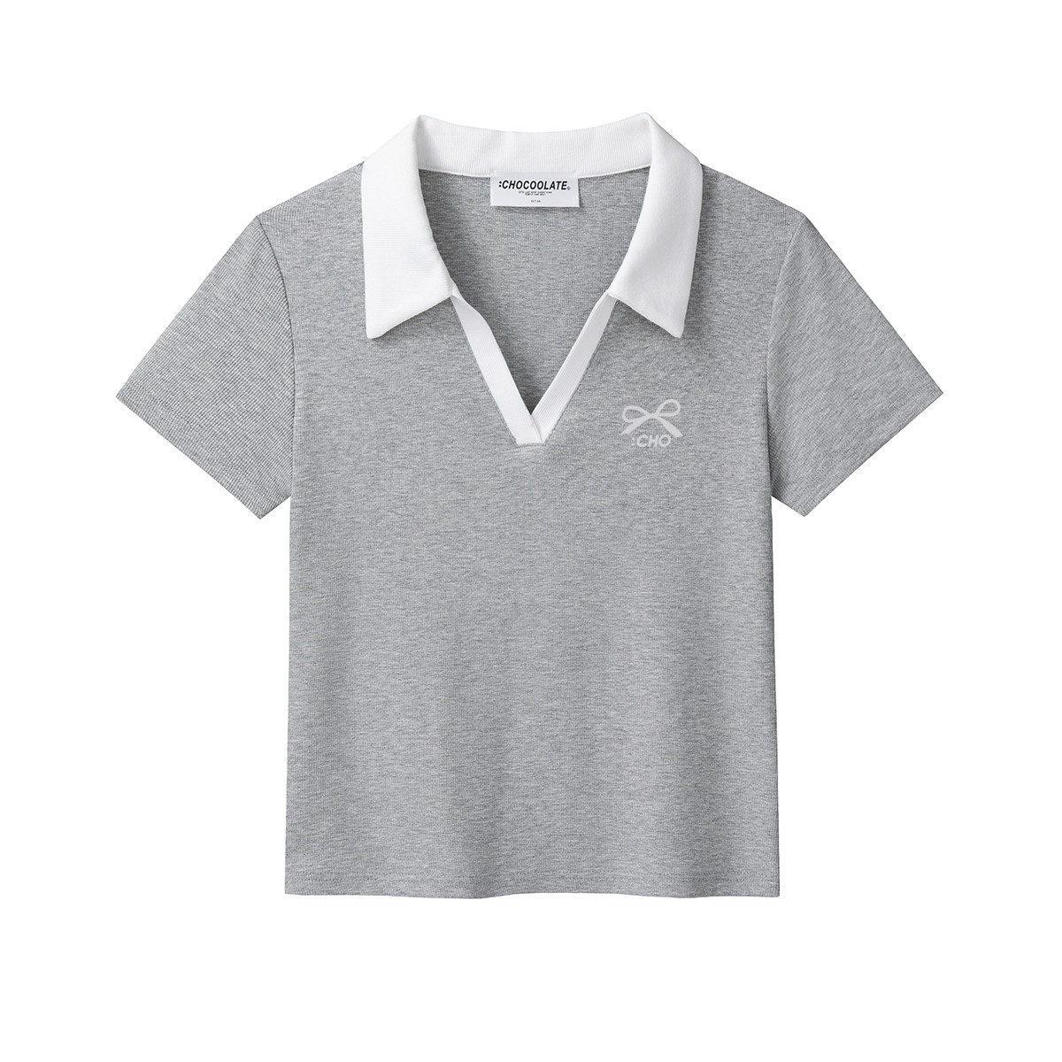 13714703.CHOCOOLATE夏季撞色领短袖t恤学院风polo衫女上衣