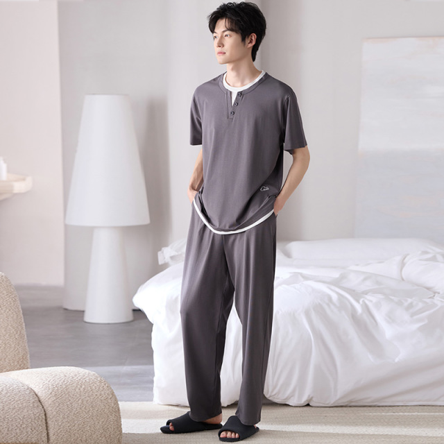 13340153.派邦奴夏秋款莫代尔男士睡衣舒适软糯可外穿家居服fd