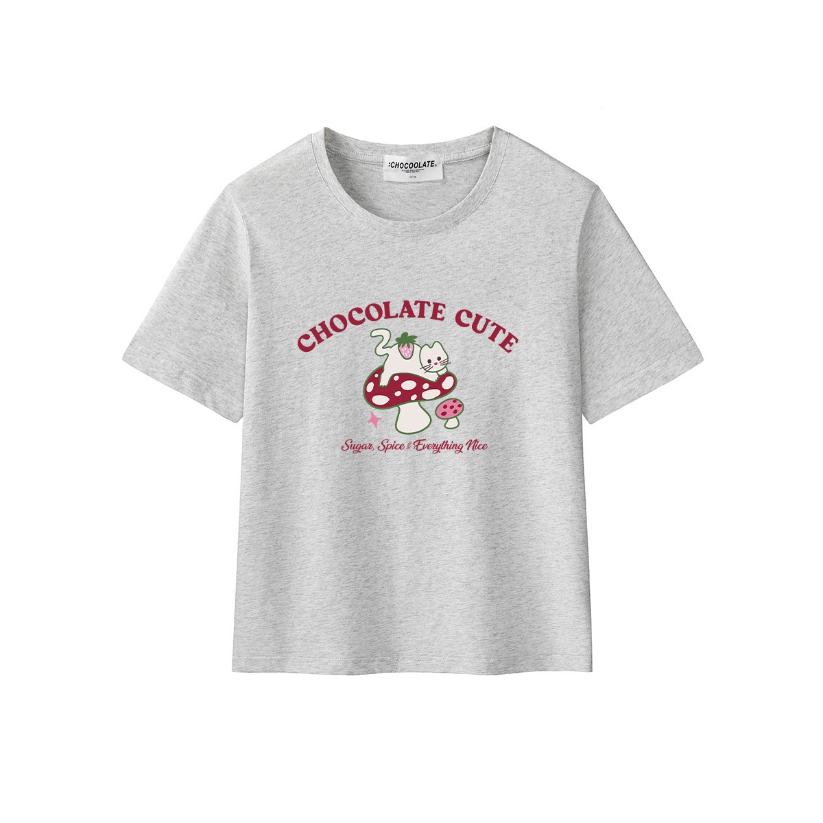 13714697.CHOCOOLATE可爱印花夏季薄款圆领短袖t恤学院风女上衣
