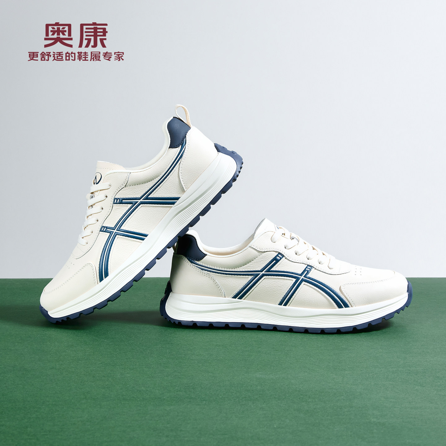 13339580.【复古简约】奥康 男鞋2026春季新款德训鞋时尚复古经典休闲运动户外阿甘鞋