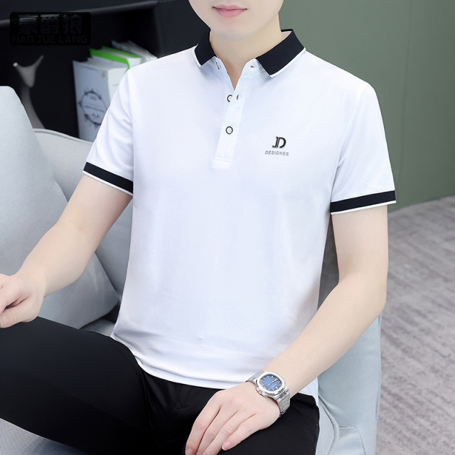 13340701.男士夏季新款潮流短袖polo衫男翻领薄款纯棉休闲百搭带领半袖T恤