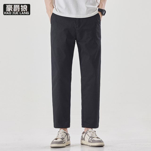 13340753.夏季薄款冰丝九分裤男款修身直筒小西裤韩版潮流通勤休闲裤子
