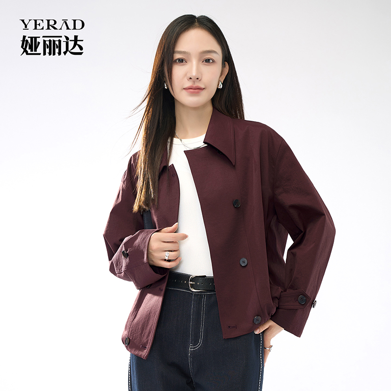 13348938.【娅丽达】休闲风衣外套女夹克休闲巴恩风短上衣