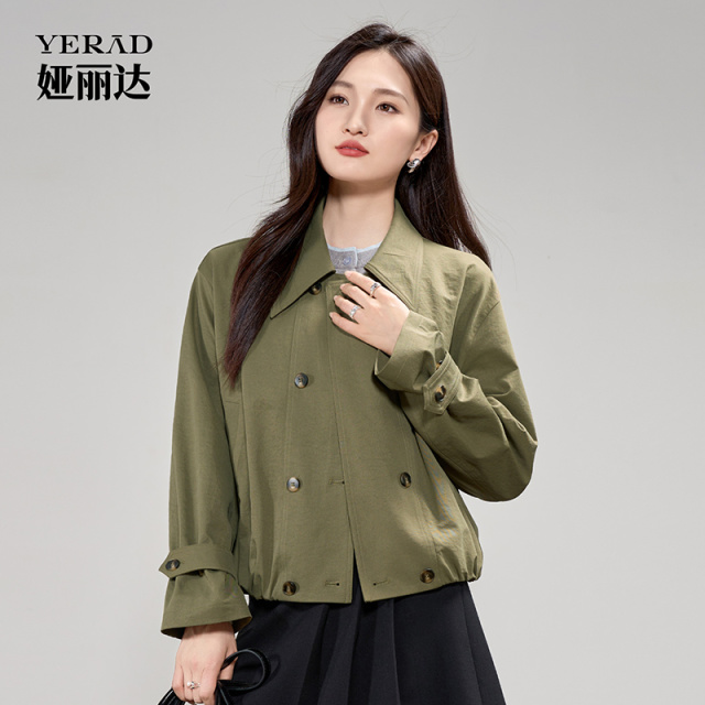 13348938.【娅丽达】休闲风衣外套女夹克休闲巴恩风短上衣