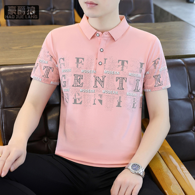 13352983.新款夏季短袖翻领POLO衫男士T恤潮牌个性休闲青年半袖上衣服男装