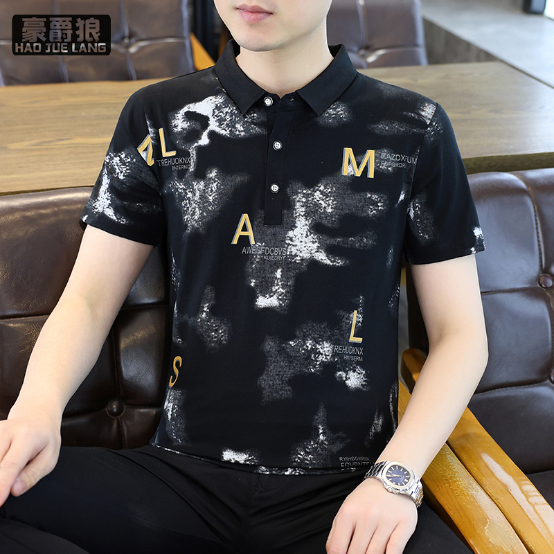 13353029.潮流款夏季新款短袖T恤男士百搭领潮流休闲凉感舒适Polo衫上衣