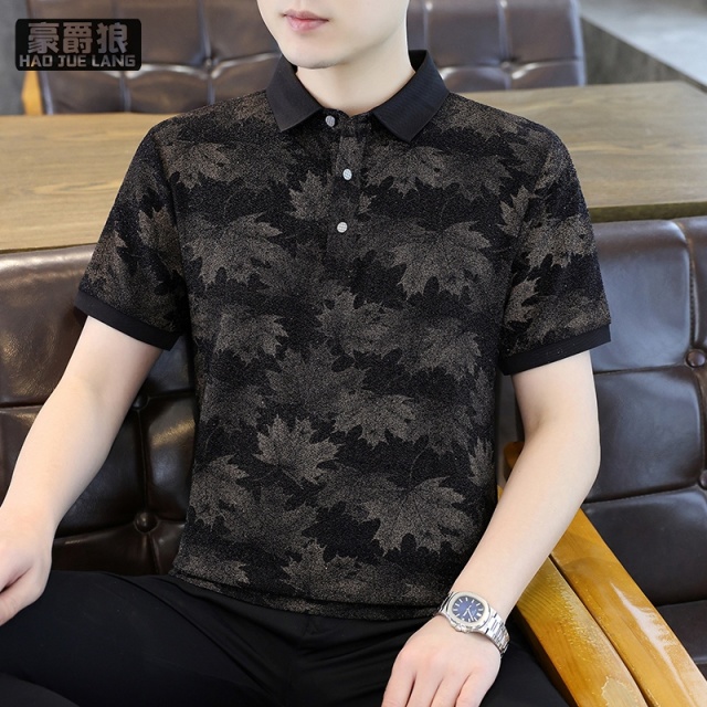 13352978.翻领POLO衫男短袖夏季冰丝薄款休闲透气轻奢高端潮流半袖T恤男装
