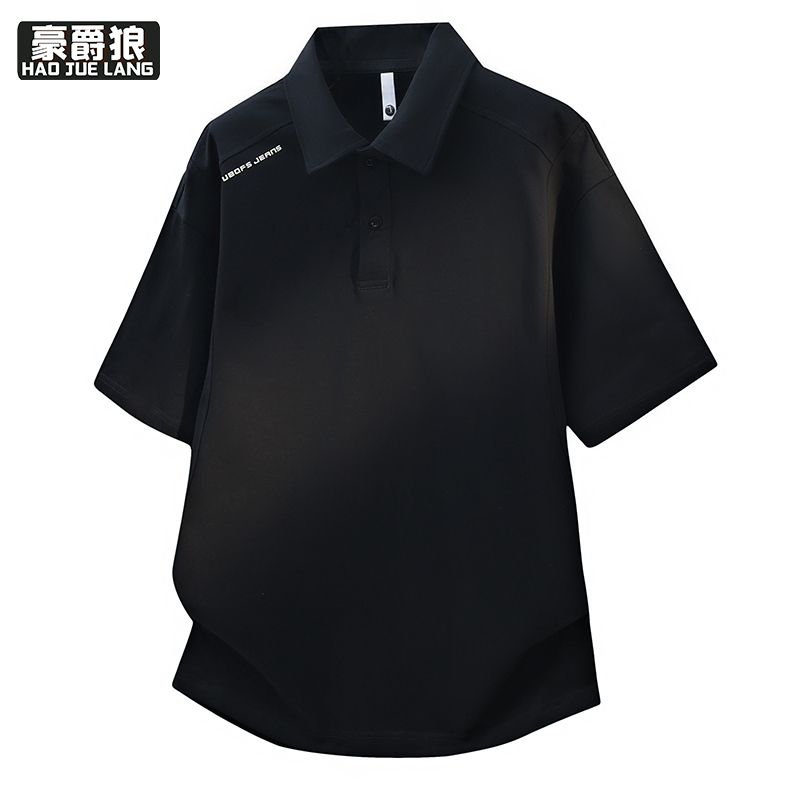 13352999.青少年简约高级感翻领短袖POLO衫男夏季百搭休闲帅气凉感T恤上衣