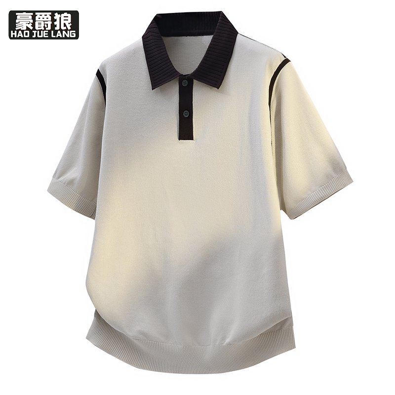13352909.男装时尚夏季新款短袖针织衫polo衫男士高档舒适薄款潮流休闲风