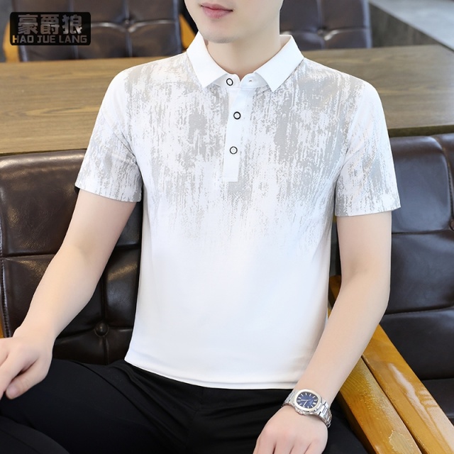 13352911.时尚夏季短袖POLO衫男士夏季新款潮流半袖翻领修身T恤衫休闲男装