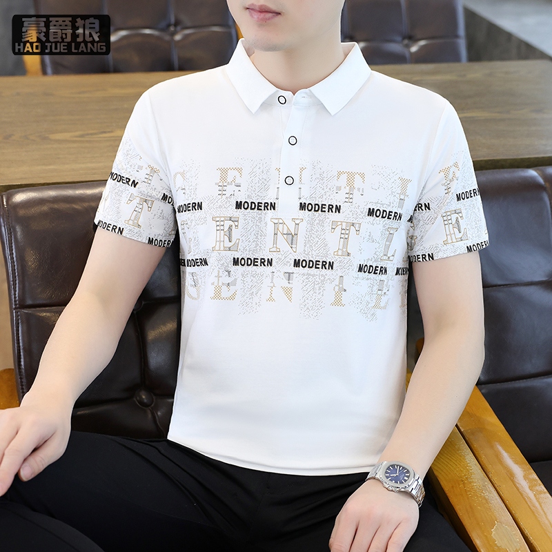 13352983.新款夏季短袖翻领POLO衫男士T恤潮牌个性休闲青年半袖上衣服男装