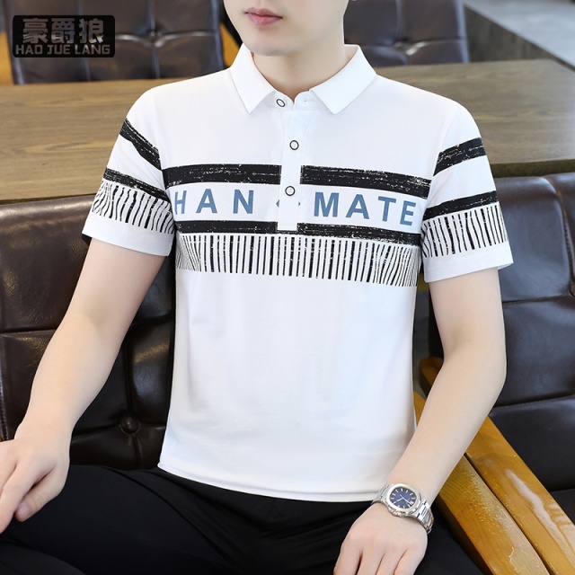 13352987.夏季polo衫男士短袖t恤翻领潮流百搭半袖体恤潮牌男装印染上衣服