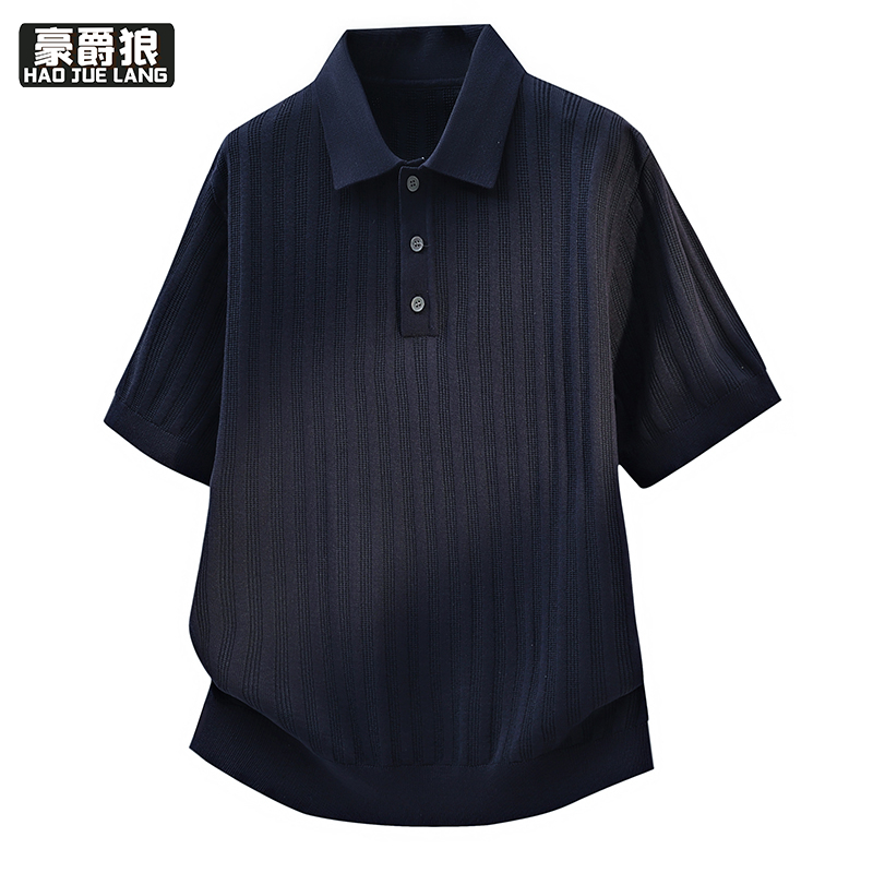 13352908.男士针织polo衫短袖t恤夏季舒适新款翻领高级感半袖休闲上衣
