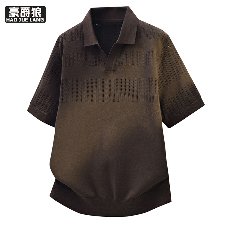 13352929.纯色针织POLO衫短袖男春夏季新款老钱风青年修身海鸥领毛衣T恤男