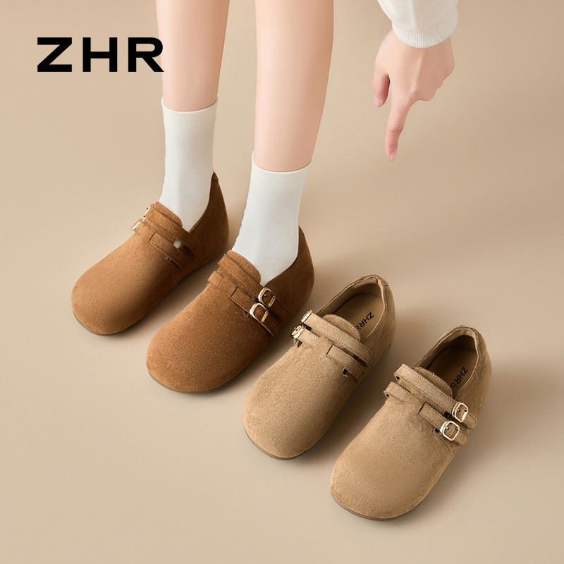 13355372.【ZHR则则】勃肯鞋圆头魔术贴厚底女鞋[蒙古绒]