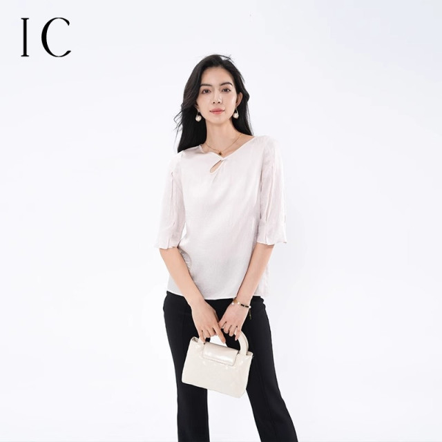 13357148.设计感V领上衣衬衫女新款夏季舒适短袖百搭小衫气质女神衬衣