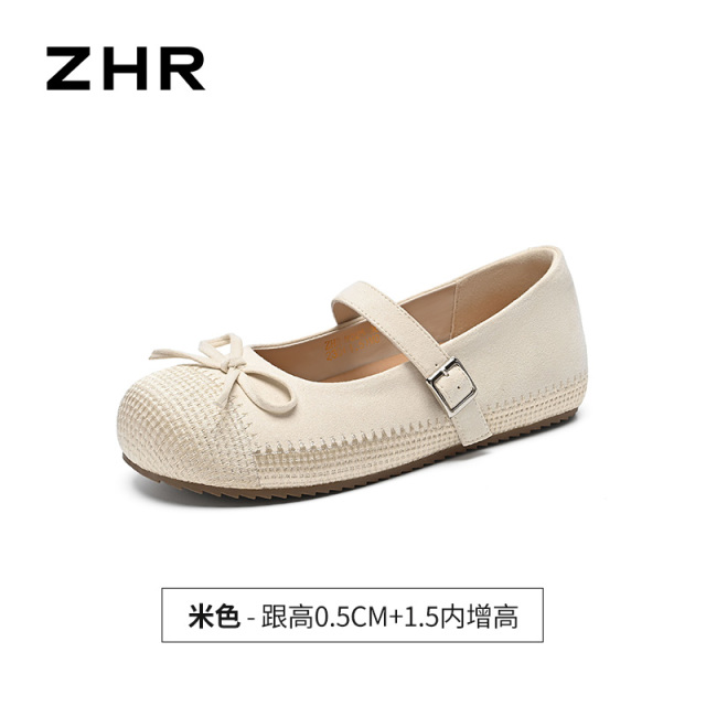 13355078.【ZHR则则】平底玛丽珍鞋圆头套脚平底女鞋[羊京绒]