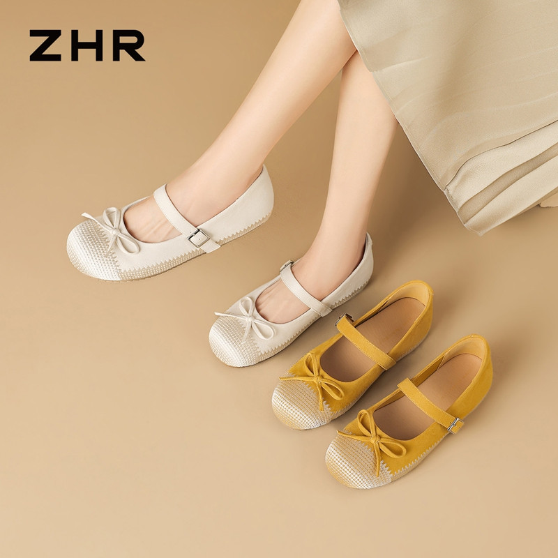 13355078.【ZHR则则】平底玛丽珍鞋圆头套脚平底女鞋[羊京绒]