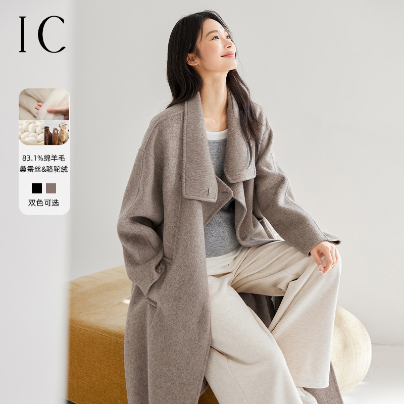 13357123.高级感气质宽松毛呢外套女2025新款秋冬设计通勤百搭立领大衣