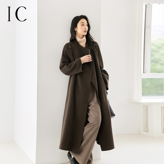 13357111.优雅松身慵懒长款双面呢大衣女2025新款秋冬气质通勤高级外套