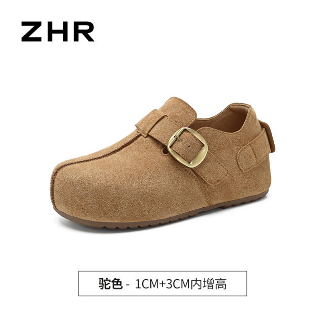 13355114.【ZHR则则】勃肯鞋圆头魔术贴厚底女鞋[牛纤绒]