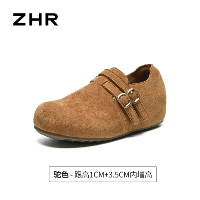 13355372.【ZHR则则】勃肯鞋圆头魔术贴厚底女鞋[蒙古绒]