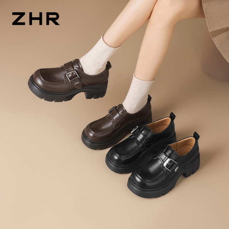 13355390.【ZHR则则】深口单鞋圆头魔术贴厚底女鞋[PU]