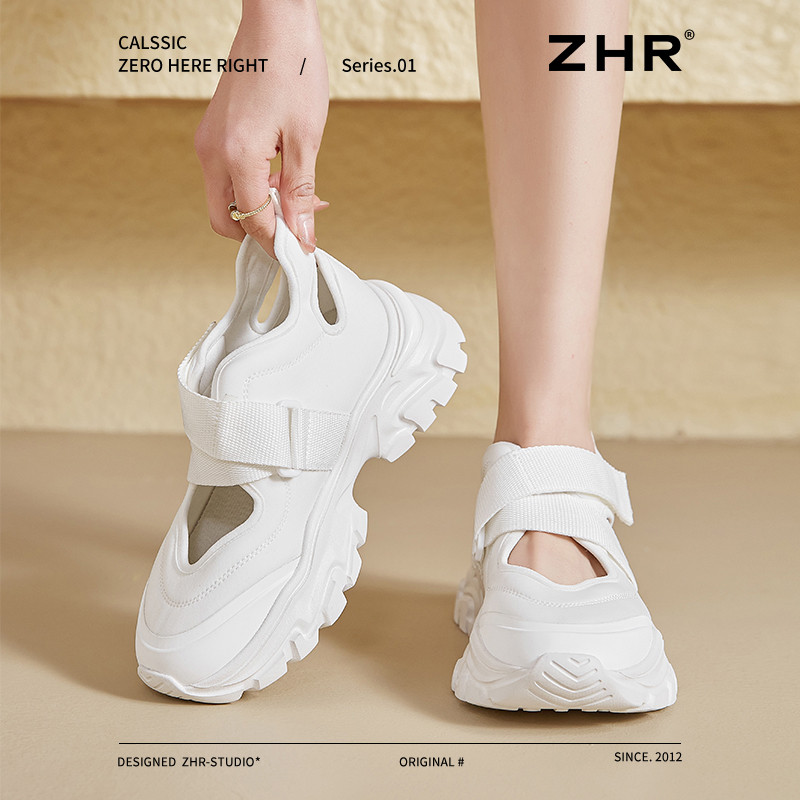 13355040.【ZHR则则】户外休闲鞋圆头魔术贴厚底女鞋[莱卡布+织带+TPU]