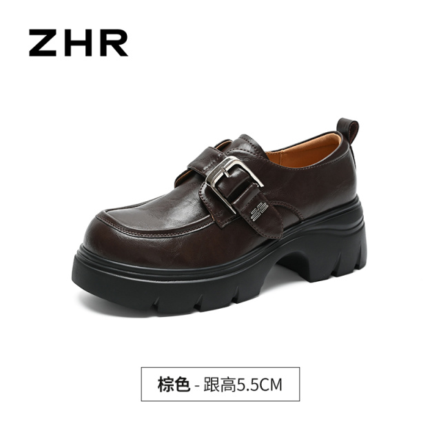 13355390.【ZHR则则】深口单鞋圆头魔术贴厚底女鞋[PU]