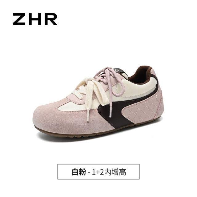 13844631.【ZHR则则】薄底德训鞋圆头系带内增高女鞋[猪巴戈+牛津布+超纤]