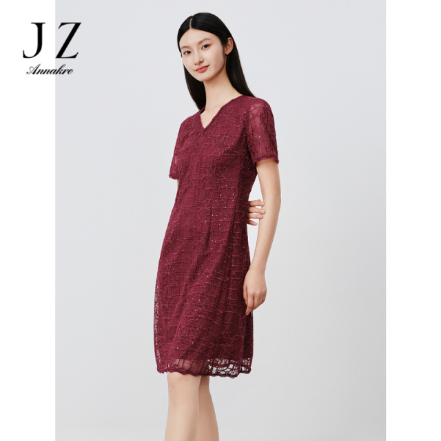 13358009.商场同款JZ玖姿心动蕾丝珠片绣花连衣裙女夏季新款JWDX50095