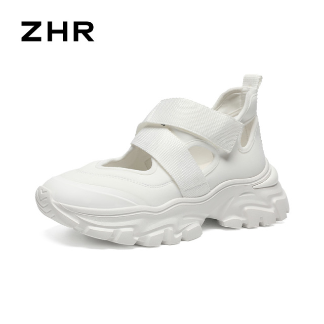 13355040.【ZHR则则】户外休闲鞋圆头魔术贴厚底女鞋[莱卡布+织带+TPU]