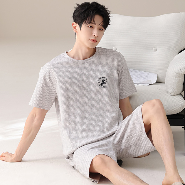 13358287.少宜睡衣套装家居服夏季新款男士纯棉薄款短裤短袖休闲可外穿可外出大码居家春秋亲肤加大加肥基础宽松柔软潮流