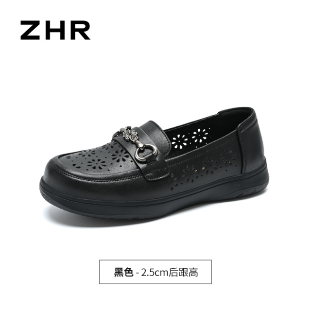 13355062.【ZHR则则】妈妈单鞋圆头套脚平底女鞋[牛剖层移膜革]
