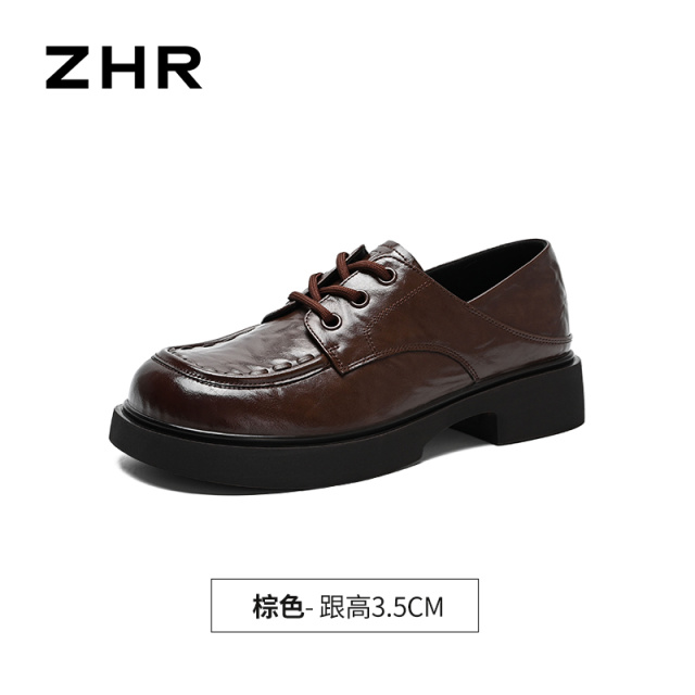 13355069.【ZHR则则】深口单鞋圆头系带厚底女鞋[猪皮软垫]
