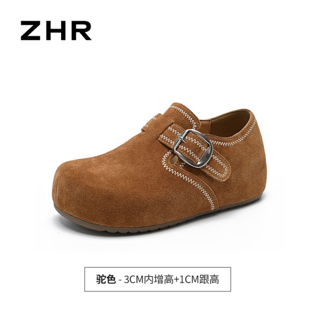 13355379.【ZHR则则】勃肯鞋圆头套脚厚底女鞋[牛剖层绒面革]