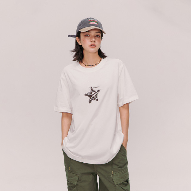 13363958.星星字母印花T恤男女夏季美式宽松短袖上衣