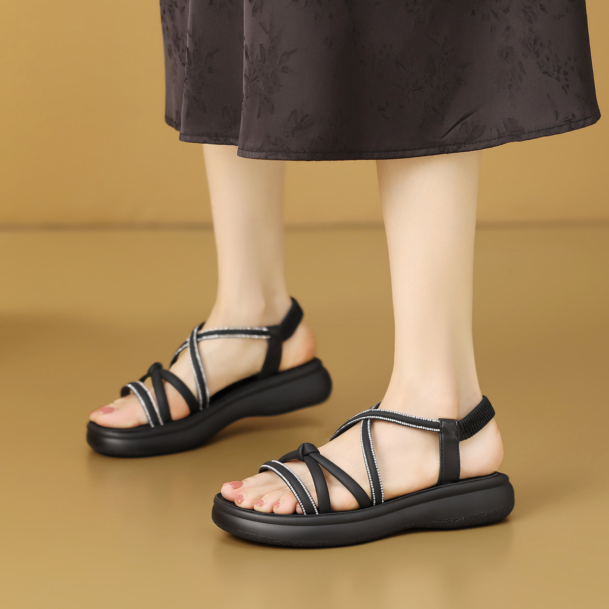 13362541.26新品女鞋夏季厚底女凉鞋气质细带罗马凉鞋女轻便休闲百搭女凉鞋