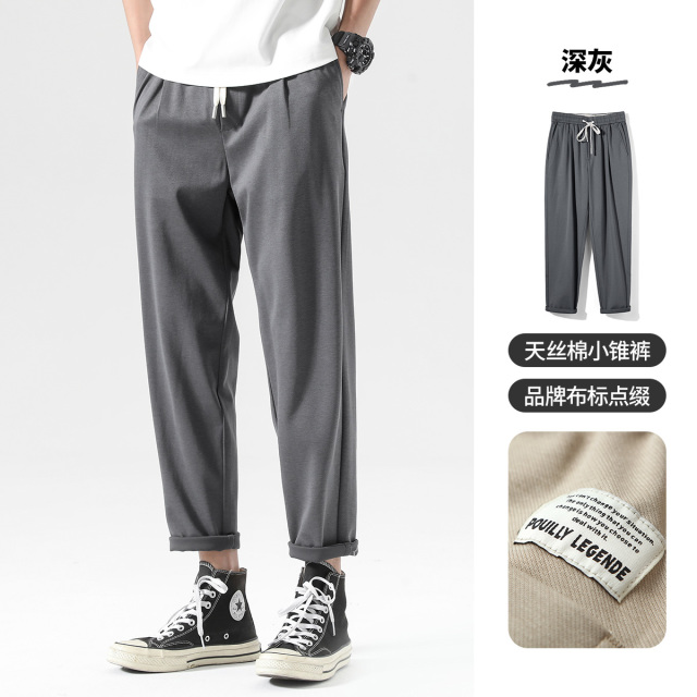 13363764.布衣传说 冰丝莱赛尔 凉感薄休闲裤子男款潮流宽松直筒裤垂感长裤